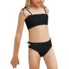 imageGirls 2Piece Swimsuit Strap Lace Up Solid Beach Sport Bikini Set Crop Flounce High Waist Bathing Suit Black