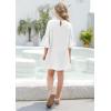 imagePiePieBuy Girls Bell Sleeve Sweet Cute Mini Dress Chiffon Swing Solid Crewneck Casual Dresses White