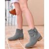 imagePiePieBuy Kids Girls Tie Knot Ankle Boots Chunky Low Block Heel Chelsea Dress Booties Winter Shoes With ZipperGrey