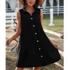 imagePiePieBuy Womens Summer Shirt Dresses Sleeveless Button Down Casual Swing Mini Dress Black