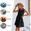 imagePiePieBuy Womens Summer Shirt Dresses Sleeveless Button Down Casual Swing Mini Dress Black