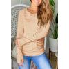 imagePiePieBuy Womens Thumb Hole TShirt Long Sleeve Crew Neck Plain Shirts Casual Ruched Tee TopsApricot