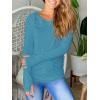 imagePiePieBuy Womens Thumb Hole TShirt Long Sleeve Crew Neck Plain Shirts Casual Ruched Tee TopsBlue