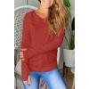imagePiePieBuy Womens Thumb Hole TShirt Long Sleeve Crew Neck Plain Shirts Casual Ruched Tee TopsBrick Red