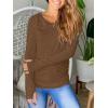 imagePiePieBuy Womens Thumb Hole TShirt Long Sleeve Crew Neck Plain Shirts Casual Ruched Tee TopsCoffee