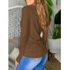 imagePiePieBuy Womens Thumb Hole TShirt Long Sleeve Crew Neck Plain Shirts Casual Ruched Tee TopsCoffee