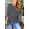 imagePiePieBuy Womens Thumb Hole TShirt Long Sleeve Crew Neck Plain Shirts Casual Ruched Tee TopsGray