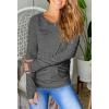 imagePiePieBuy Womens Thumb Hole TShirt Long Sleeve Crew Neck Plain Shirts Casual Ruched Tee TopsGrey