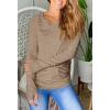 imagePiePieBuy Womens Thumb Hole TShirt Long Sleeve Crew Neck Plain Shirts Casual Ruched Tee TopsKhaki
