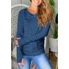 imagePiePieBuy Womens Thumb Hole TShirt Long Sleeve Crew Neck Plain Shirts Casual Ruched Tee TopsNavy Blue