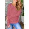 imagePiePieBuy Womens Thumb Hole TShirt Long Sleeve Crew Neck Plain Shirts Casual Ruched Tee TopsPink