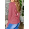 imagePiePieBuy Womens Thumb Hole TShirt Long Sleeve Crew Neck Plain Shirts Casual Ruched Tee TopsPink