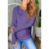 imagePiePieBuy Womens Thumb Hole TShirt Long Sleeve Crew Neck Plain Shirts Casual Ruched Tee TopsPurple