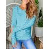 imagePiePieBuy Womens Thumb Hole TShirt Long Sleeve Crew Neck Plain Shirts Casual Ruched Tee TopsSky Blue