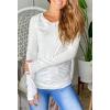 imagePiePieBuy Womens Thumb Hole TShirt Long Sleeve Crew Neck Plain Shirts Casual Ruched Tee TopsWhite