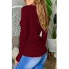 imagePiePieBuy Womens Thumb Hole TShirt Long Sleeve Crew Neck Plain Shirts Casual Ruched Tee TopsWine Red