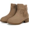 imagePiePieBuy Kids Girls Tie Knot Ankle Boots Chunky Low Block Heel Chelsea Dress Booties Winter Shoes With ZipperKhaki