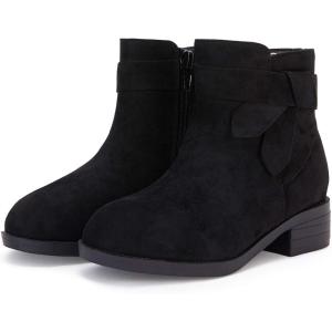 imagePiePieBuy Kids Girls Tie Knot Ankle Boots Chunky Low Block Heel Chelsea Dress Booties Winter Shoes With ZipperBlack