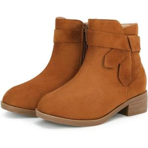imagePiePieBuy Kids Girls Tie Knot Ankle Boots Chunky Low Block Heel Chelsea Dress Booties Winter Shoes With ZipperBrown