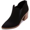 imagePiePieBuy Ankle Boots for Women Pointed Toe Ankle Booties Stacked Heel V Cut Back Zipper Chelsea BootiesBlack