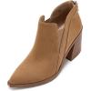 imagePiePieBuy Ankle Boots for Women Pointed Toe Ankle Booties Stacked Heel V Cut Back Zipper Chelsea BootiesCamel