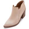 imagePiePieBuy Ankle Boots for Women Pointed Toe Ankle Booties Stacked Heel V Cut Back Zipper Chelsea BootiesNude