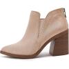 imagePiePieBuy Ankle Boots for Women Pointed Toe Ankle Booties Stacked Heel V Cut Back Zipper Chelsea BootiesNude