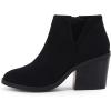 imagePiePieBuy Womens Ankle Boots Chunky Stacked Heel Slip on Shoes Faux Suede Side Zipper Casual Western BootiesBlack1