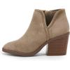 imagePiePieBuy Womens Ankle Boots Chunky Stacked Heel Slip on Shoes Faux Suede Side Zipper Casual Western BootiesKhaki1