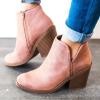 imagePiePieBuy Womens Ankle Boots Chunky Stacked Heel Slip on Shoes Faux Suede Side Zipper Casual Western BootiesPink1