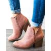 imagePiePieBuy Womens Ankle Boots Chunky Stacked Heel Slip on Shoes Faux Suede Side Zipper Casual Western BootiesPink1