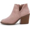 imagePiePieBuy Womens Ankle Boots Chunky Stacked Heel Slip on Shoes Faux Suede Side Zipper Casual Western BootiesPink1