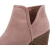 imagePiePieBuy Womens Ankle Boots Chunky Stacked Heel Slip on Shoes Faux Suede Side Zipper Casual Western BootiesPink1