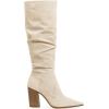 imagePiePieBuy Womens Faux Suede Knee High Boots Pointed Toe High Chunky Heel Side Zipper Party Dress BootiesBeige