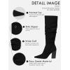 imagePiePieBuy Womens Faux Suede Knee High Boots Pointed Toe High Chunky Heel Side Zipper Party Dress BootiesBlack