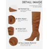 imagePiePieBuy Womens Faux Suede Knee High Boots Pointed Toe High Chunky Heel Side Zipper Party Dress BootiesBrown