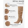 imagePiePieBuy Womens Faux Suede Knee High Boots Pointed Toe High Chunky Heel Side Zipper Party Dress BootiesKhaki