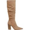 imagePiePieBuy Womens Faux Suede Knee High Boots Pointed Toe High Chunky Heel Side Zipper Party Dress BootiesKhaki