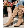 imagePiePieBuy Womens Faux Suede Knee High Boots Pointed Toe High Chunky Heel Side Zipper Party Dress BootiesKhaki
