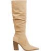 imagePiePieBuy Womens Faux Suede Knee High Boots Pointed Toe High Chunky Heel Side Zipper Party Dress BootiesLight Khaki