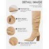 imagePiePieBuy Womens Faux Suede Knee High Boots Pointed Toe High Chunky Heel Side Zipper Party Dress BootiesLight Khaki