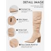 imagePiePieBuy Womens Faux Suede Knee High Boots Pointed Toe High Chunky Heel Side Zipper Party Dress BootiesNude