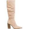 imagePiePieBuy Womens Faux Suede Knee High Boots Pointed Toe High Chunky Heel Side Zipper Party Dress BootiesNude