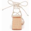imagePiePieBuy Womens Lace Up Chunky Braided Heel Sandals Square Toe Strappy Ankle Strap HeelsBeige
