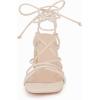 imagePiePieBuy Womens Lace Up Chunky Braided Heel Sandals Square Toe Strappy Ankle Strap HeelsBeige