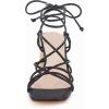 imagePiePieBuy Womens Lace Up Chunky Braided Heel Sandals Square Toe Strappy Ankle Strap HeelsBlack