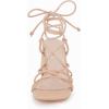 imagePiePieBuy Womens Lace Up Chunky Braided Heel Sandals Square Toe Strappy Ankle Strap HeelsKhaki