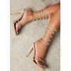 imagePiePieBuy Womens Lace Up Heeled Sandals Square Flip Flop High Heels Strappy Party ShoesApricot