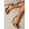 imagePiePieBuy Womens Lace Up Heeled Sandals Square Flip Flop High Heels Strappy Party ShoesBrown