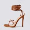 imagePiePieBuy Womens Lace Up Heeled Sandals Square Flip Flop High Heels Strappy Party ShoesBrown